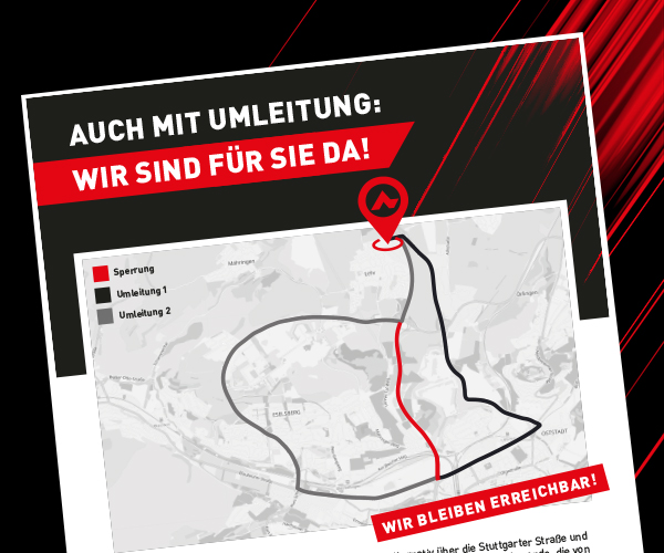 Umleitung Sperrung B10 zum Zweygart Fachmarkt Ulm